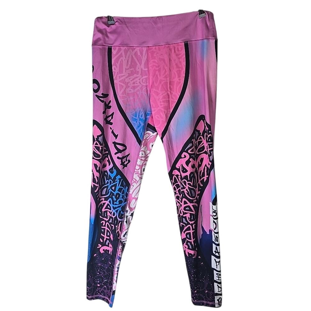 Butt Shaping Leggings Womens XL Graffiti Print Athleisure Running Walking Gym